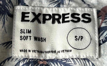 Load image into Gallery viewer, Express Mens Blue Palm Trees Prints Soft Wash Slim Fit Button-Up Shirt Size S/P