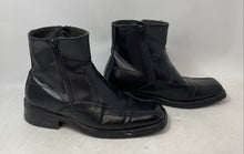 Load image into Gallery viewer, Neolite Mens Black Leather Square Toe Side Zipper Block Heel Ankle Boots Size 8M