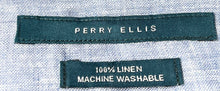 Load image into Gallery viewer, Perry Ellis Mens Light Blue Linen Long Sleeve Button-Up Shirt Size Large