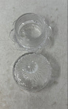 Load image into Gallery viewer, Vintage Clear Engraved Glass Round Shape Scalloped Edge Jewelry Box With Lid