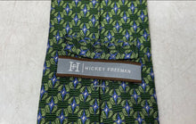 Load image into Gallery viewer, Hickey Freeman Mens Green Printed Keeper Loop Adjustable Designer Tie