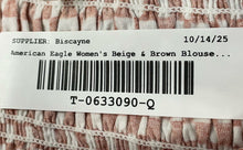 Load image into Gallery viewer, American Eagle Womens Beige Brown Cotton Short Sleeve Casual Blouse Top Size L