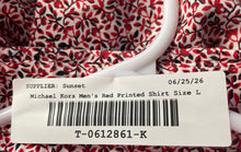 Load image into Gallery viewer, Michael Kors Mens Red Leaf Print Slim-Fit Short Sleeve Button-Up Shirt Size L