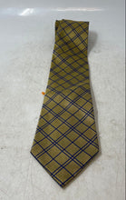 Load image into Gallery viewer, Oscar De La Renta Mens Yellow Blue Plaid Silk Adjustable Keeper Loop Pointed Tie