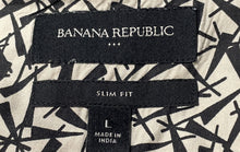 Load image into Gallery viewer, Banana Republic Mens Gray Black Printed Cotton Slim Fit Button-Up Shirt Size L