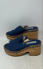 Load image into Gallery viewer, Karl Lagerfeld Womens Clarina Blue Slip-On Denim Block Platform Heels Size 8M
