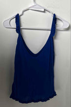 Load image into Gallery viewer, Zara Womens Blue Ruffle Trim Sleeveless Deep V-Neck Tank Top Size Small