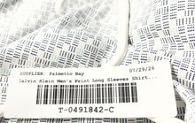 Load image into Gallery viewer, Calvin Klein Mens White Gray Printed Long Sleeve Slim Fit Non-Iron Dress Shirt M