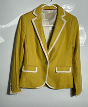 Load image into Gallery viewer, Banana Republic Womens Yellow Long Sleeve Notch Lapel One-Button Blazer Size 0P
