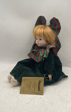 Load image into Gallery viewer, Vintage Seymour Mann's Connoisseur Porcelain Doll In Green Velvet Dress With Tag