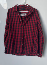 Load image into Gallery viewer, Tommy Hilfiger Mens Red And Black Long Sleeve Point Collar Dress Shirt Size XL
