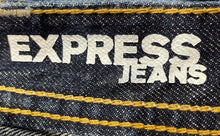 Load image into Gallery viewer, Express Mens Blake Blue Denim Loose Fit Low-Rise Bootcut Jeans Pants Sz W38xL34