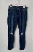 Load image into Gallery viewer, Express Womens Blue Denim Distressed Mid-Rise Legging Skinny Leg Jeans Size 4R