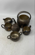 Load image into Gallery viewer, Lot Of 5 Pcs Vintage Keys Silver Tone Tea Pot With Sugar Bowls Creamer Cup Set