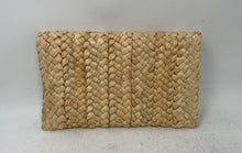 Load image into Gallery viewer, Unbranded Womens Beige Woven Straw Envelope Flap Clutch Purse