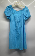 Load image into Gallery viewer, Zara Womens Blue Short Sleeve Square Neck Tiered Pullover Mini Dress Size XS