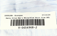 Load image into Gallery viewer, Perry Ellis Mens White Blue Pinstripe European Fabric Button-Up Shirt Size XXL