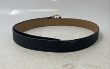 Load image into Gallery viewer, Michael Kors Womens Dark Gray Monogram Faux Leather MK Buckle Waist Belt Size L