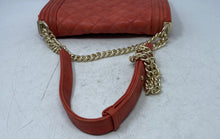 Load image into Gallery viewer, Bebe Womens Orange Quilted Leather Adjustable Strap Flap Crossbody Handbag