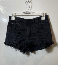 Load image into Gallery viewer, American Eagle Outfitters Womens Black Denim Distressed Cut-Off Shorts Size 4