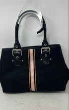 Load image into Gallery viewer, Bandolino Womens Black Monogram Inner Pockets Double Handle Tote Handbag