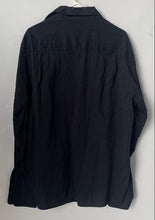 Load image into Gallery viewer, Perry Ellis Mens Black Vertical Textured Striped Button-Up Shirt Size XL