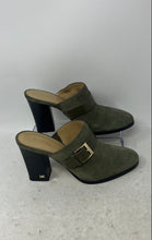Load image into Gallery viewer, Michael Kors Womens Kara Green Black Suede Round Toe Block Mule Heels Size 6 M