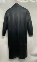 Load image into Gallery viewer, Nevada Blue Womens Black Leather Long Sleeve Button Front Trench Coat Size Large