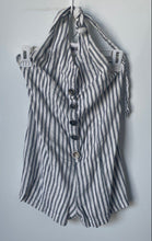 Load image into Gallery viewer, Forever 21 Womens White Black Striped Halter Neck One-Piece Romper Size S