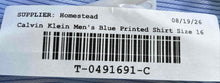 Load image into Gallery viewer, Calvin Klein Mens Blue Printed Collared Long Sleeve Dress Shirt Size 16