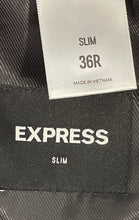 Load image into Gallery viewer, Express Mens Dark Gray Plaid Print Long Sleeve Two-Button Blazer Size 36R
