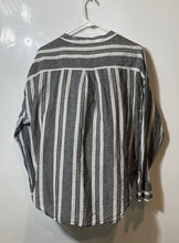 Load image into Gallery viewer, Banana Republic Womens Gray Striped Long Sleeve Blouse Top Size Large