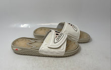 Load image into Gallery viewer, Adidas Mens Reptossage White Leather Open Toe Slip-On Slide Sandals Size 9