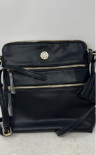 Load image into Gallery viewer, Anne Klein Womens Black Pebbled Leather Adjustable Strap Zip Top Crossbody Bag
