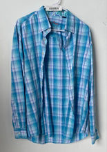 Load image into Gallery viewer, Alan Flusser Mens Blue Plaid Cotton Long Sleeve Collared Button-Up Shirt Size L