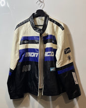 Load image into Gallery viewer, Spirit Mens White Blue Black Long Sleeve Full-Zip Racing Jacket Size L