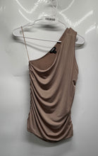 Load image into Gallery viewer, Express Womens Brown Ruched One Shoulder Sleeveless Pullover Blouse Top Size M