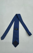 Load image into Gallery viewer, Hugo Boss Mens Blue Textured Silk Keeper Loop Adjustable Pointed Tie