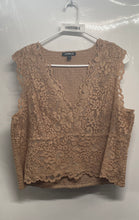 Load image into Gallery viewer, Express Womens Brown Floral Lace Overlay Sleeveless Smocked Blouse Top Size XL