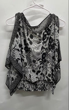 Load image into Gallery viewer, Max Studio Womens Black White Floral Cold Shoulder Sleeve Blouse Top Size M