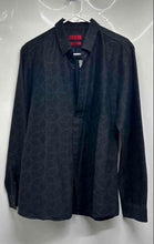 Load image into Gallery viewer, Hugo Boss Mens Black Geometric Long Sleeve Extra Slim Fit Button-Up Shirt Size L