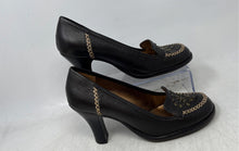 Load image into Gallery viewer, Gianni Bini Womens Brown Leather Slip-On Round Toe Block Pump Heels Size 9M