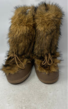 Load image into Gallery viewer, Unbranded Womens Brown Round Toe Lace-Up Mid Calf Fur Snow Boots Size 9.5