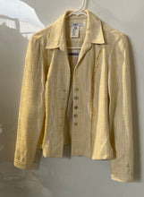 Load image into Gallery viewer, Vertigo Paris Womens Light Yellow Tweed Collared Button Front Blazer Jacket Sz L