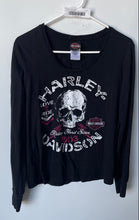 Load image into Gallery viewer, Harley-Davidson Womens Black Graphic Print Long Sleeve Pullover T-Shirt Size M