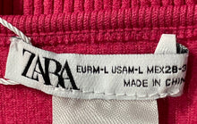 Load image into Gallery viewer, Zara Womens Pink Ribbed Long Sleeve Cropped Blouse Top Size M-L With Tag