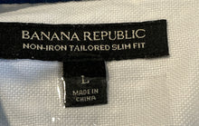 Load image into Gallery viewer, Banana Republic Mens Green White Striped Slim Fit Button-Up Shirt Size Large