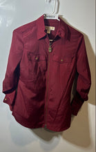 Load image into Gallery viewer, Michael Kors Womens Red Long Sleeve Full-Zip Blouse Top Size XS