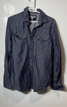 Load image into Gallery viewer, Express Mens Blue Fitted Long Sleeve Collared Dress Shirt Size S 14-14.5