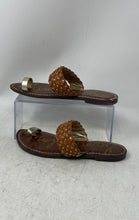 Load image into Gallery viewer, Sam Edelman Womens Germaine Brown Silver Leather Slip-On Slide Sandals Size 7.5M
